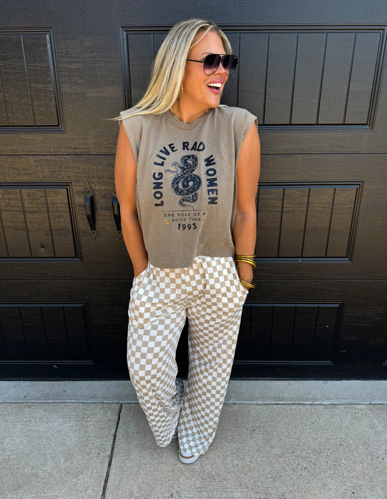 PRE-ORDER Bold Block Checker Pants - Neutrals