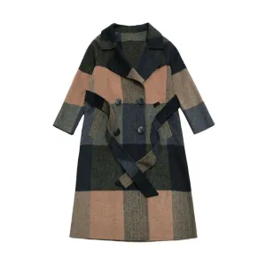 Pre Order:  Plaid Double Breasted Belted Coat