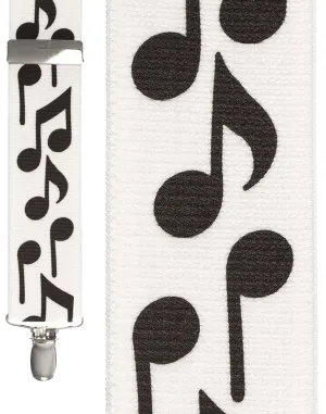 "Bold Notes White" Suspenders