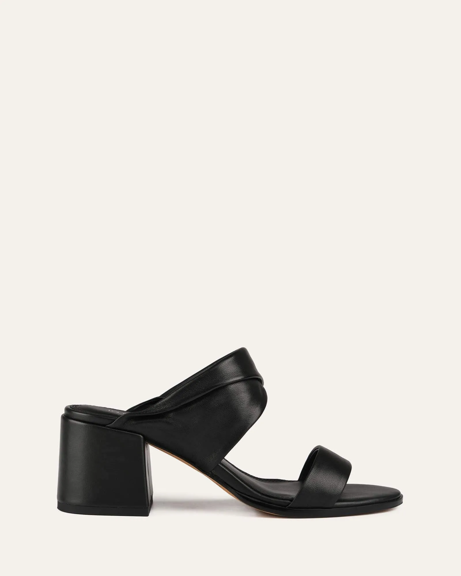 RANI MID HEEL SANDALS BLACK LEATHER