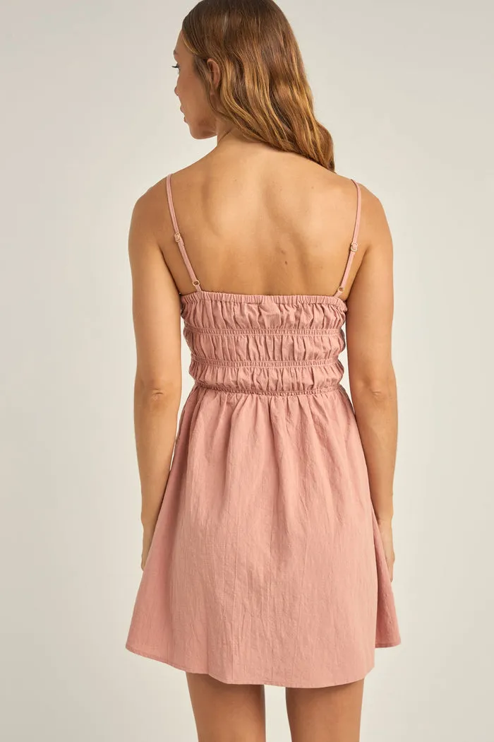 Rhythm Libby Mini Dress - Dusty Pink