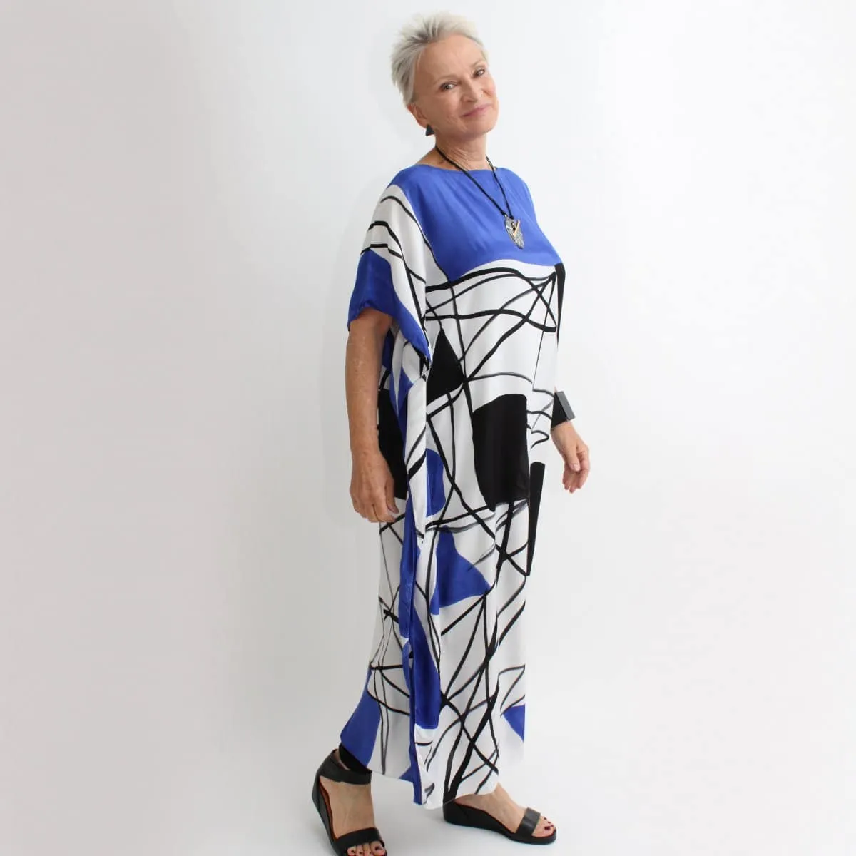 Royal Blue Abstract Kaftan