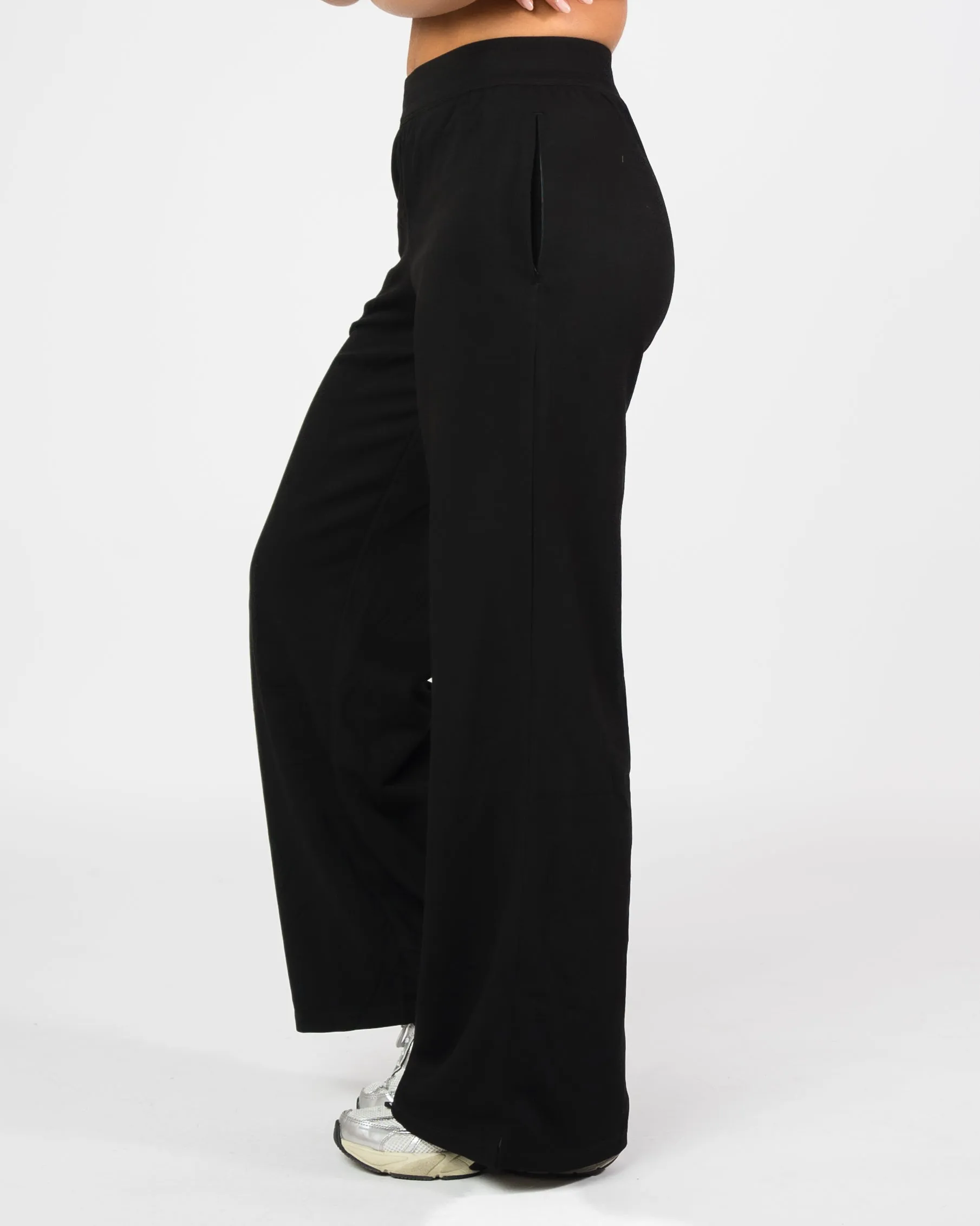 Soft Scuba Wide Leg Pant - Black