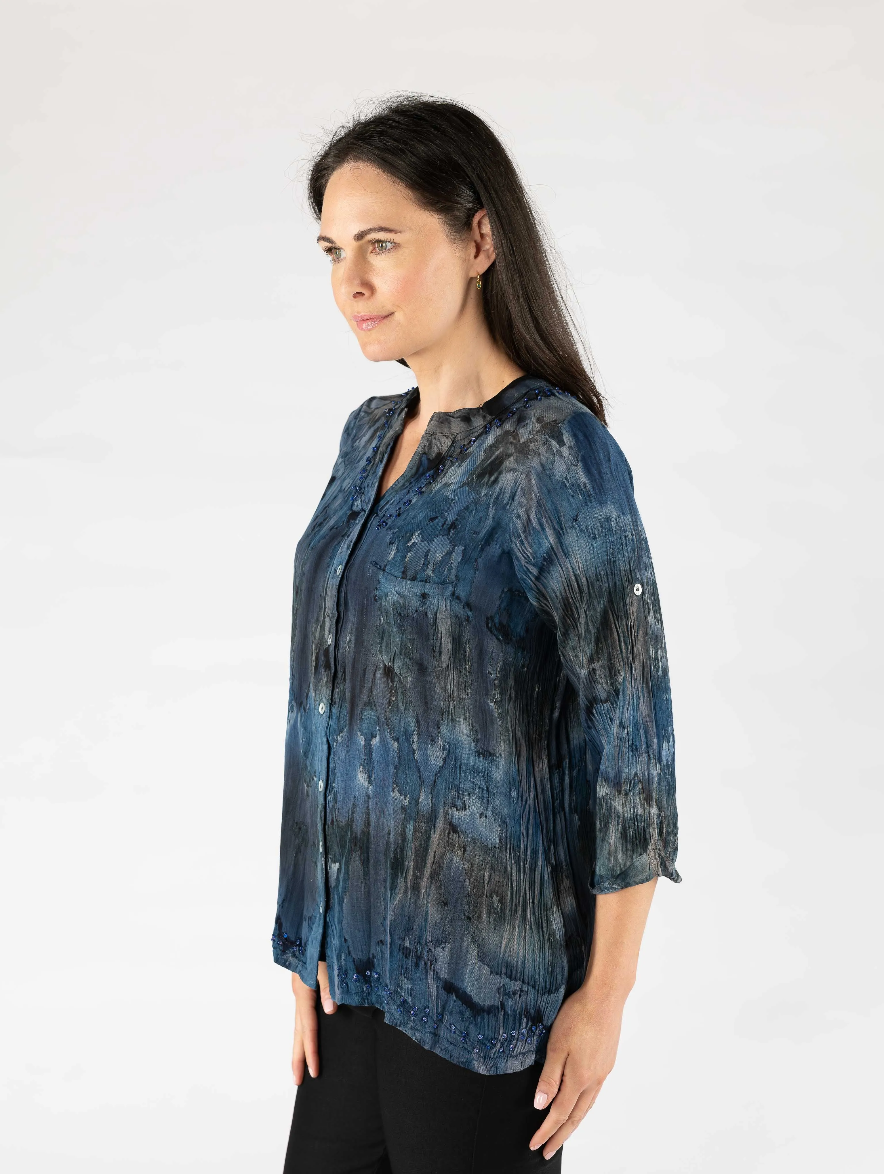 Tie Dye 3/4 Sleeve Longline Blouse