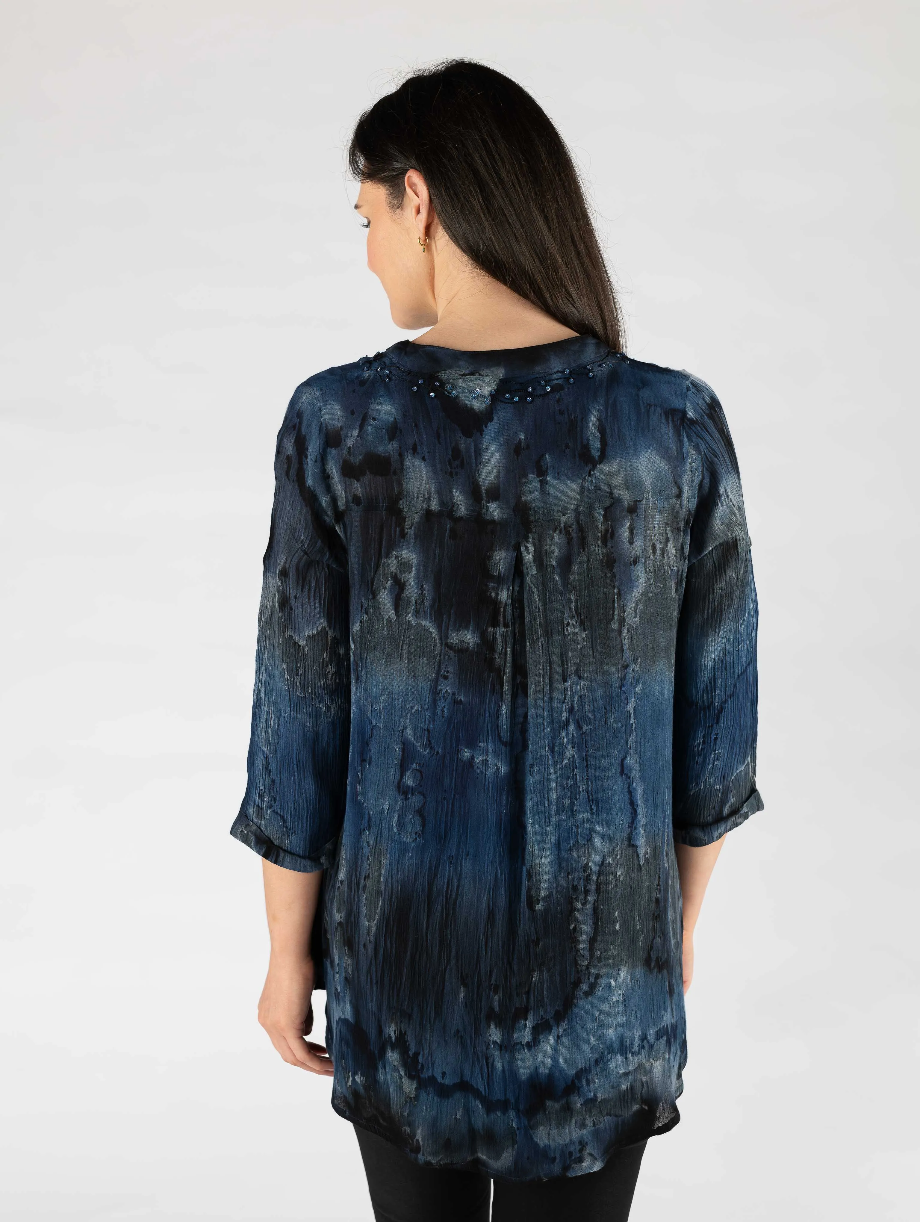 Tie Dye 3/4 Sleeve Longline Blouse