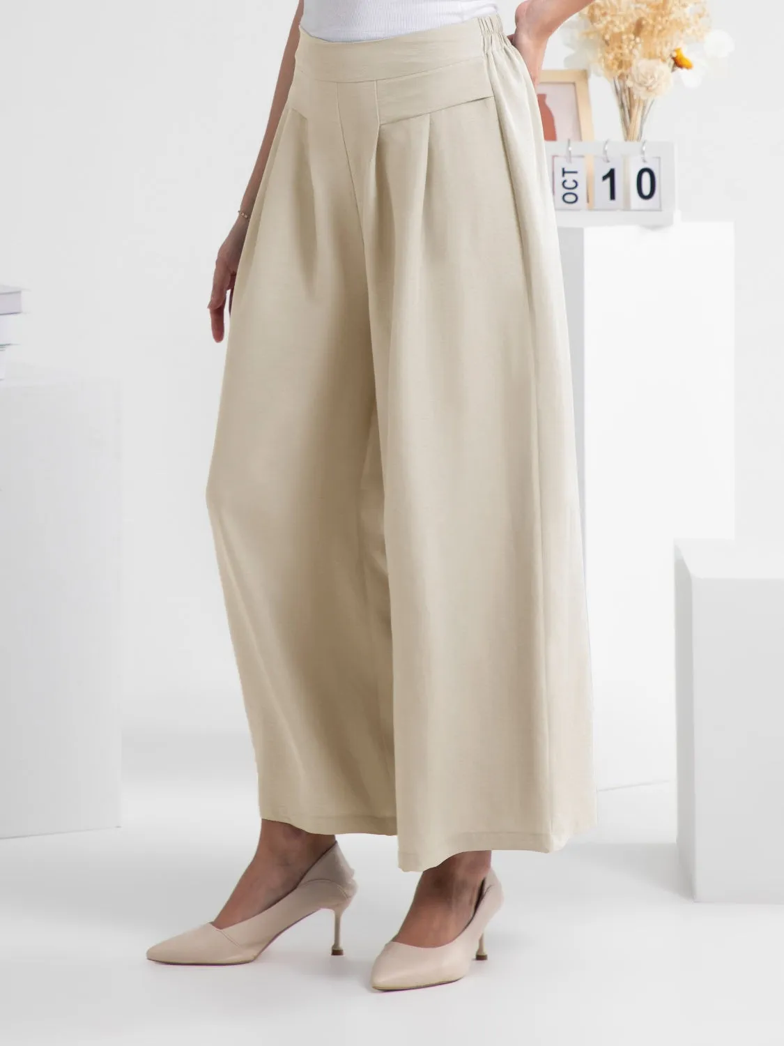 Wide Leg Elastic Waist Pants